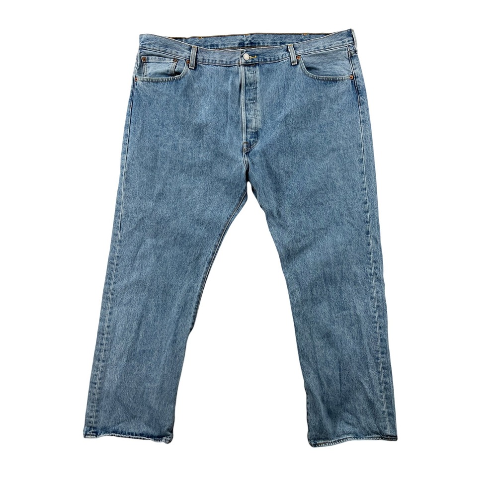 Levis 501 Original Fit Jeans Men 44x30 Blue Denim Medium Wash Button Fly Classic